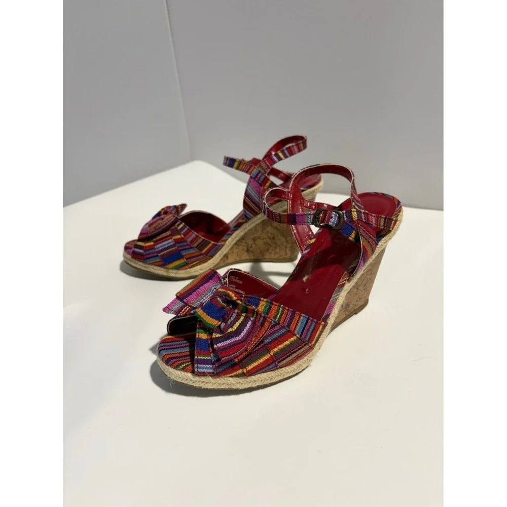 Rialto Multicolor‎ Striped Bow Espadrille Wedges